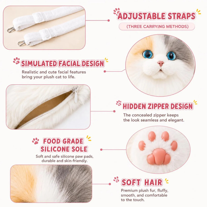 Cute Cat Plush Backpack for Kids & Girls