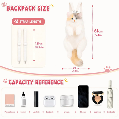 Cute Cat Plush Backpack for Kids & Girls
