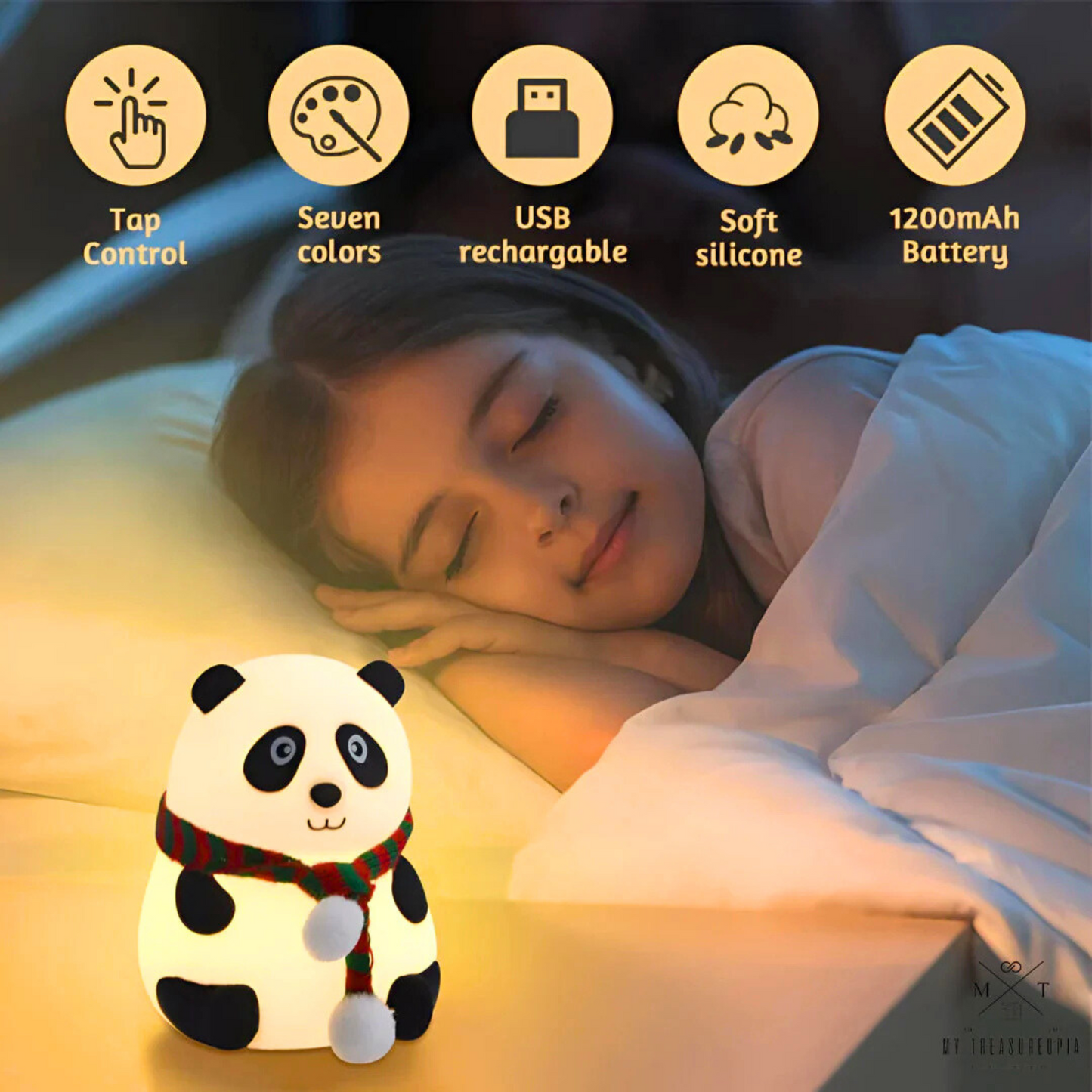 Cute Panda Tap Control and Rechargeable Silicone Night Lamp