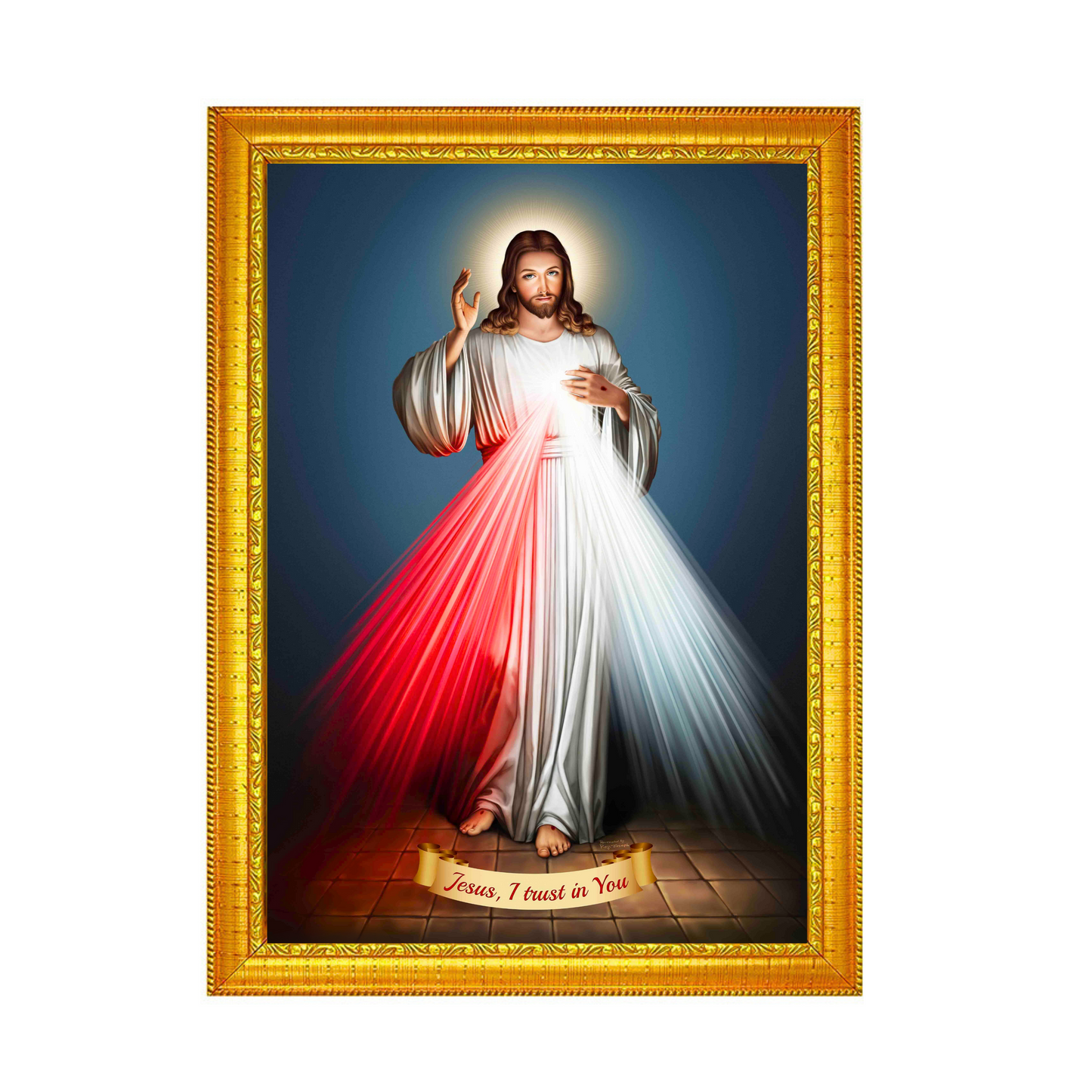 "Divine Mercy" 8x12 Glassy Finish Christian Photo Frame