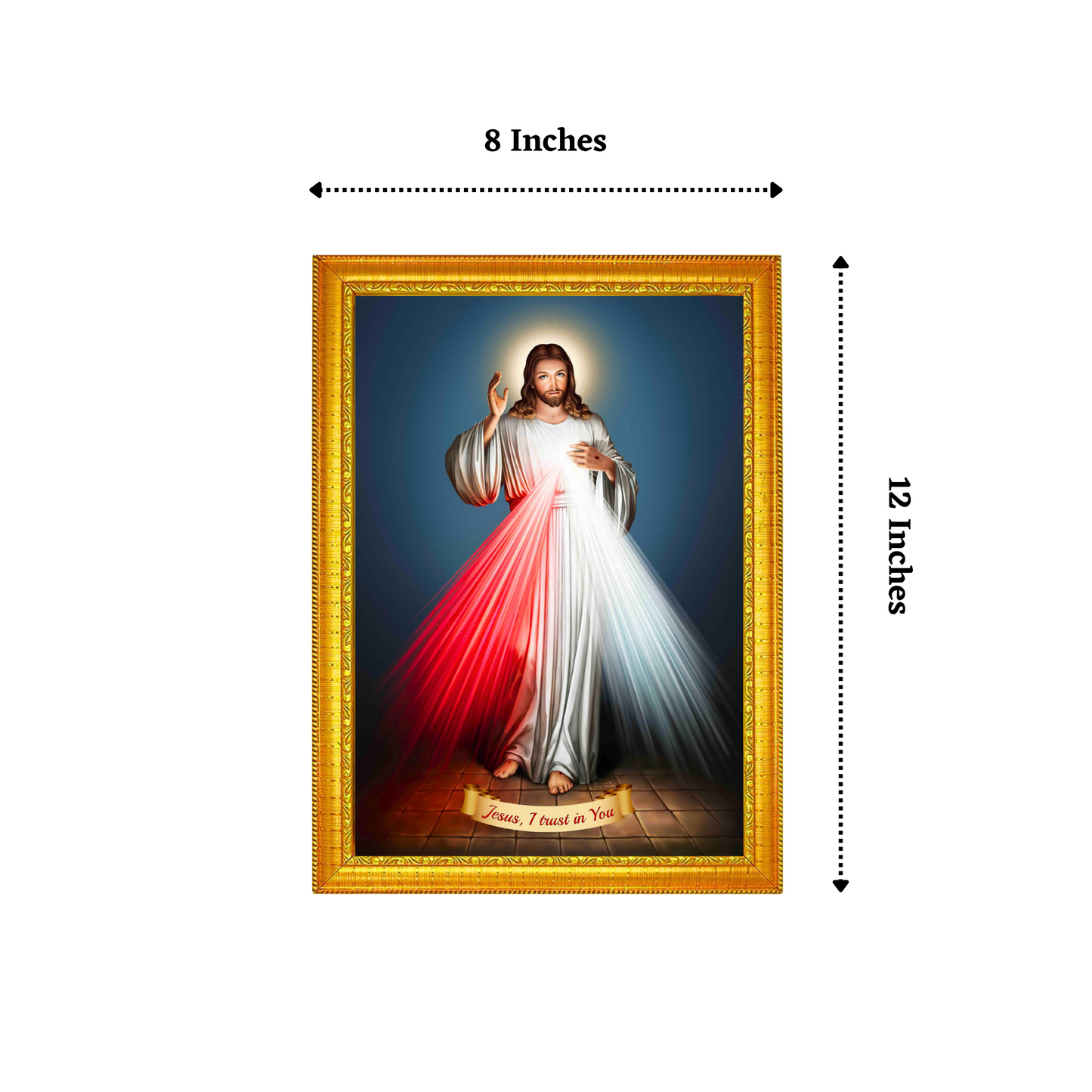 "Divine Mercy" 8x12 Glassy Finish Christian Photo Frame