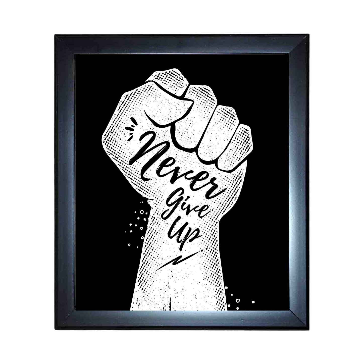 "Never Give Up" 10x12 Inches Matte Finish Inspirational Photo Frame