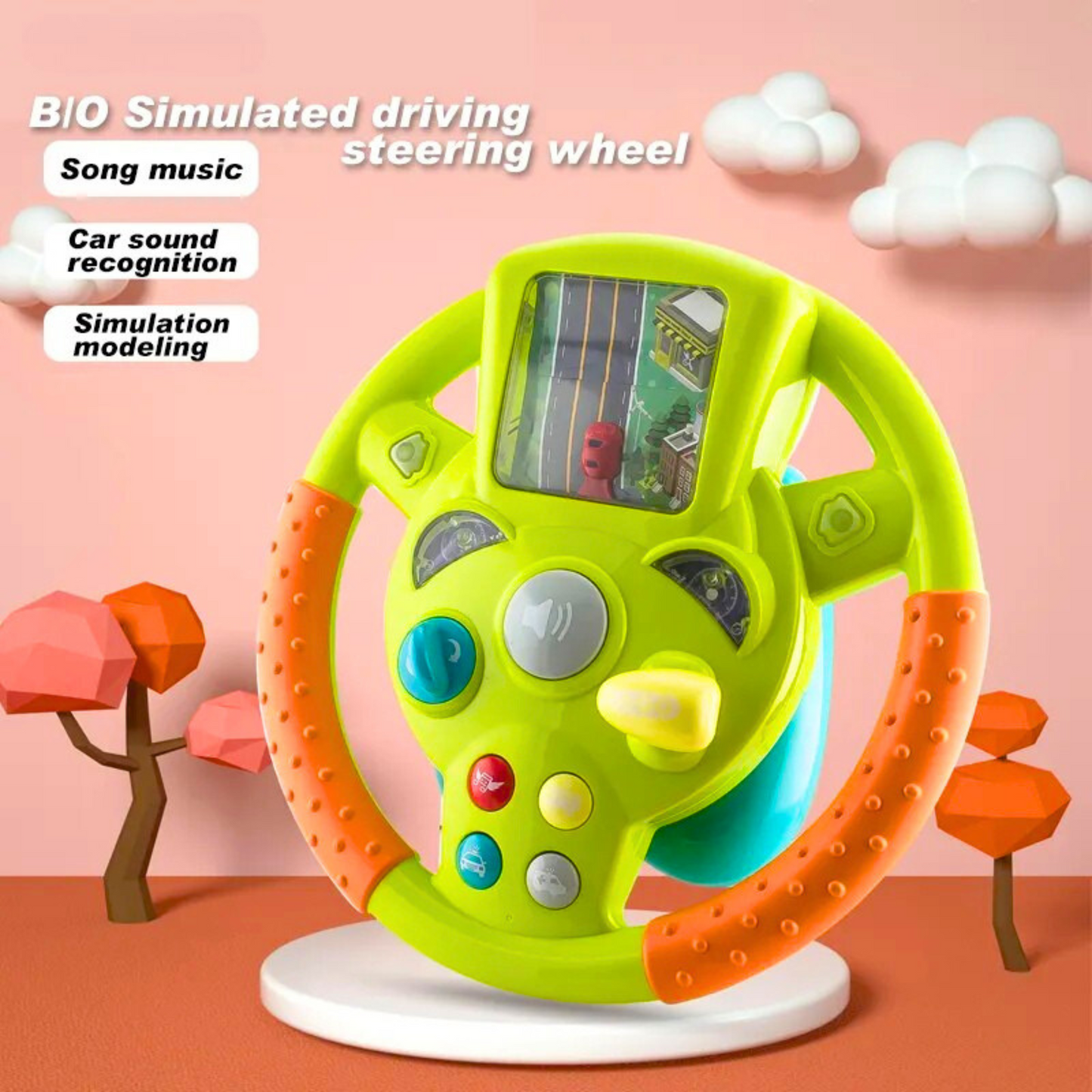 Driving Steering Wheel Toy with Music, Lights & Car Sounds