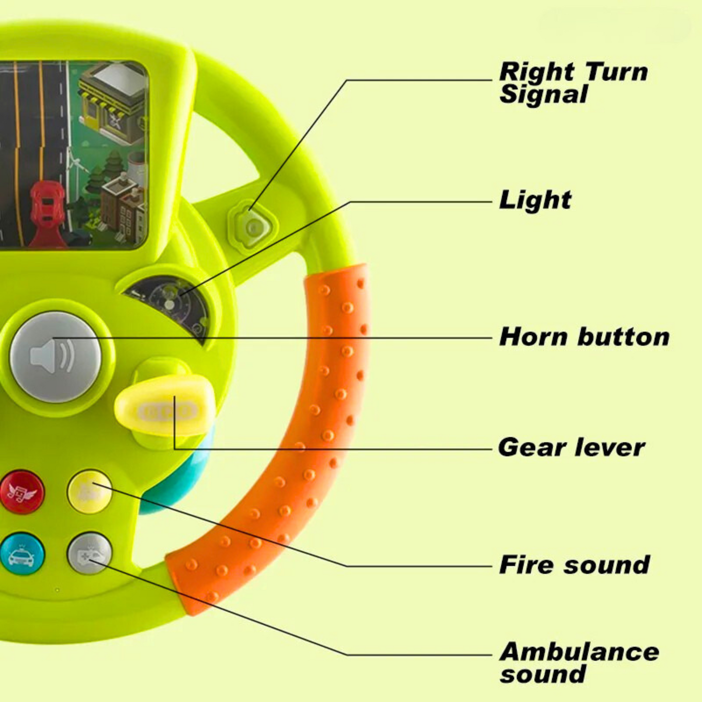 Driving Steering Wheel Toy with Music, Lights & Car Sounds