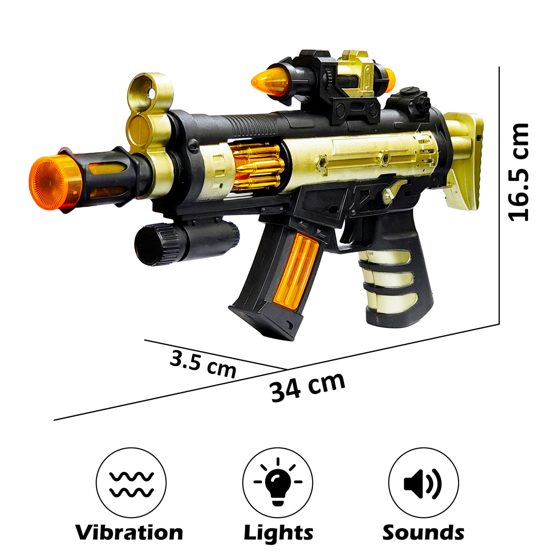Buy Electric Toy Gun with Lights, Sound & Vibration 34 cm Action Gun for Kids | DreaMee.in Buy Electric Toy Gun with Lights, Sound & Vibration 34 cm Action Gun for Kids | DreaMee.in