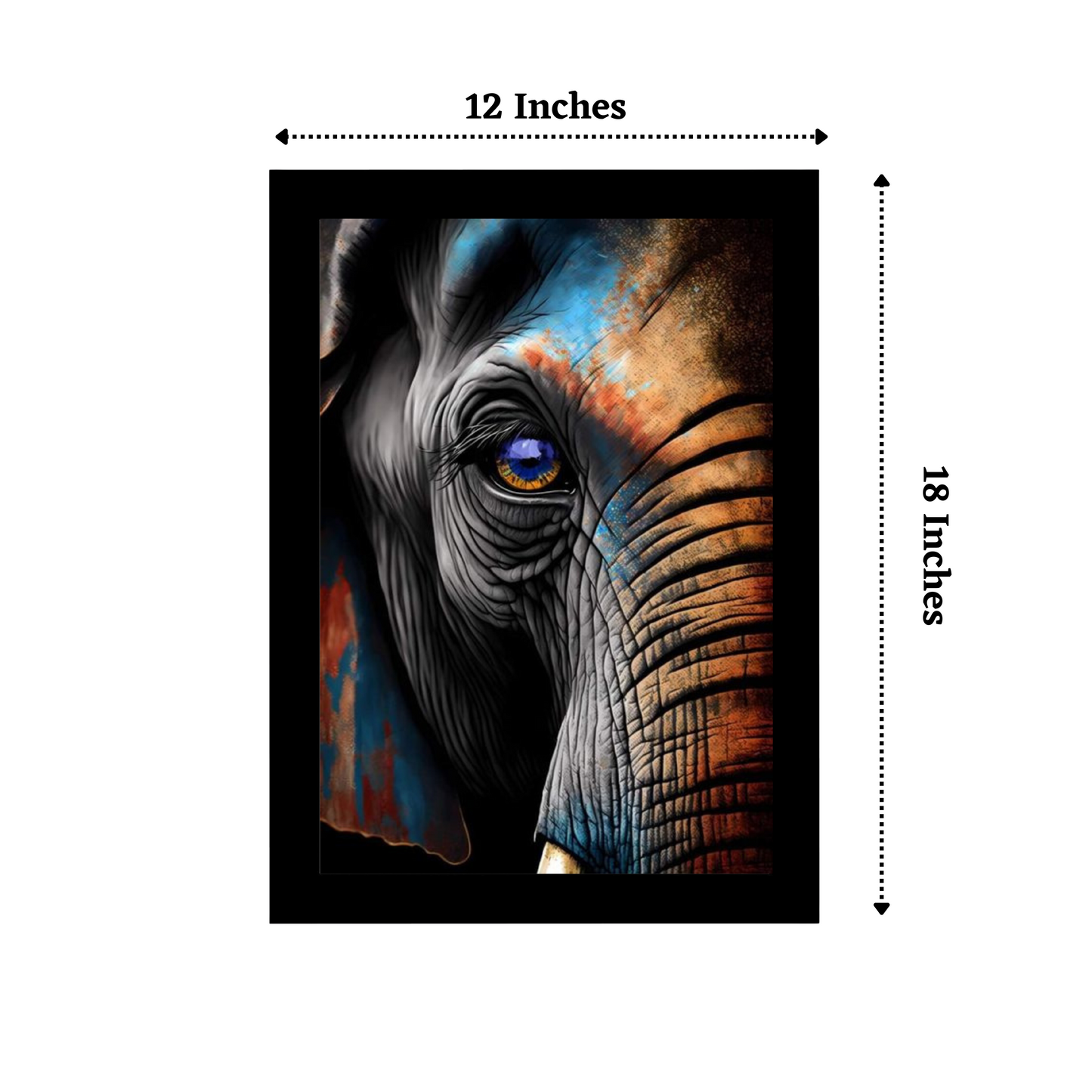 Elephant Art 12x18 Glassy Finish Photo Frame