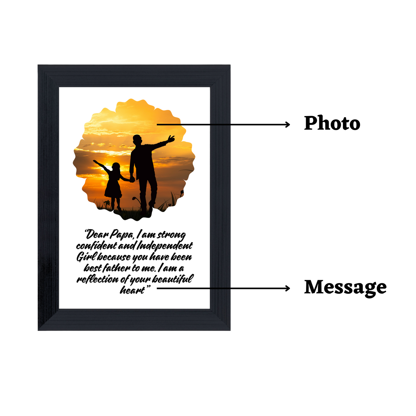 "Father's Quote" Personalized 6X8 Inches Glassy Finish Photo Frame