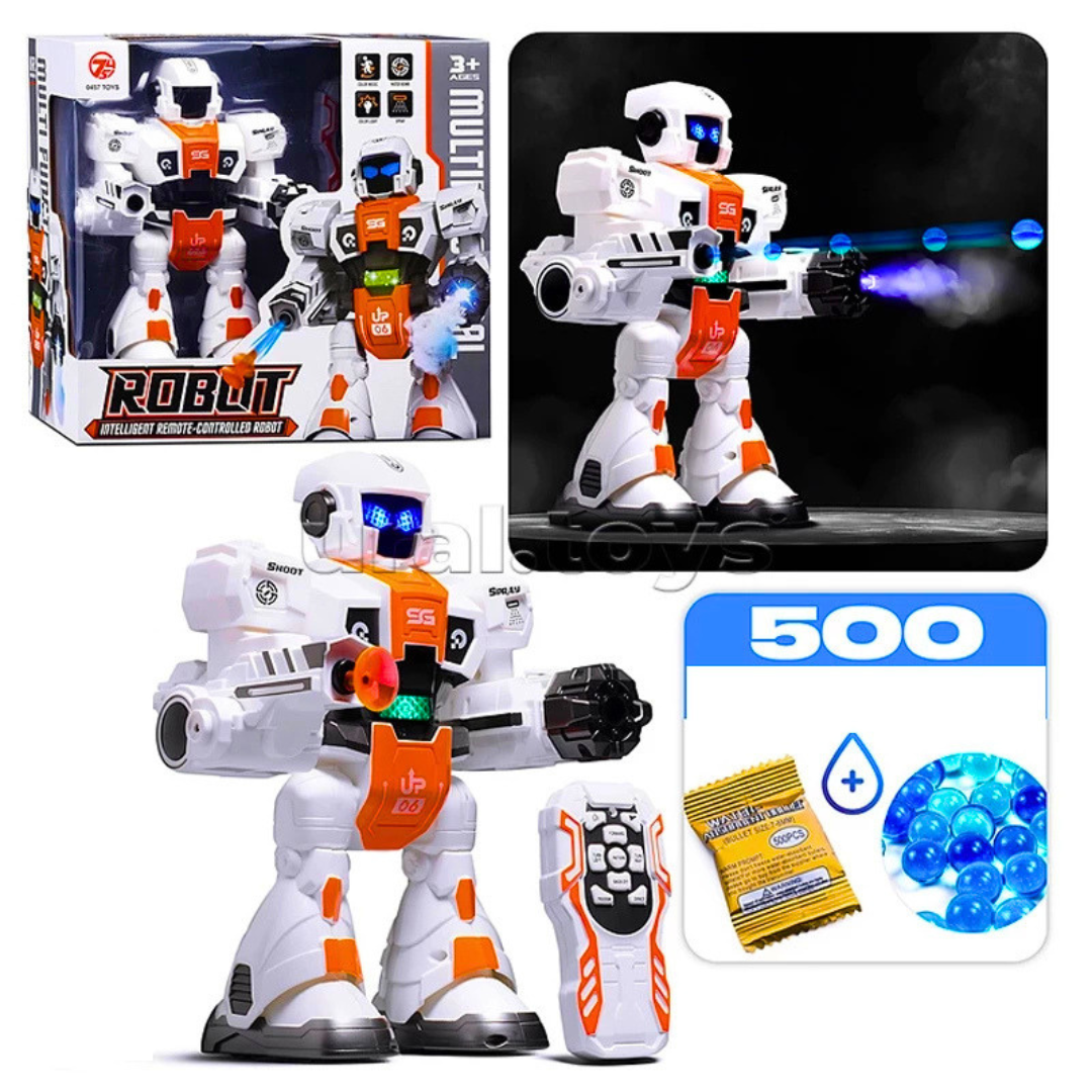 Intelligent Remote Control Robot Toy with Spray, Lights & Sound | Multi-Function RC Robot with Shooting Action for Kids 3+ Years