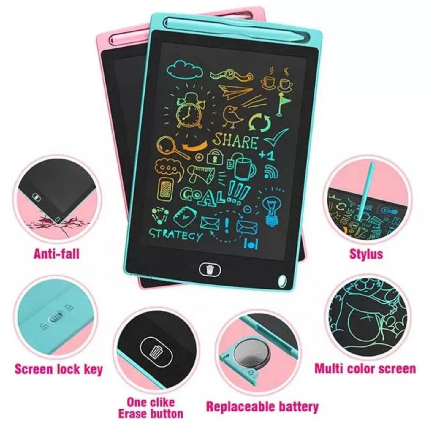 LCD Writing Tablet for Kids – 8.5 Inch Colorful Screen with Stylus