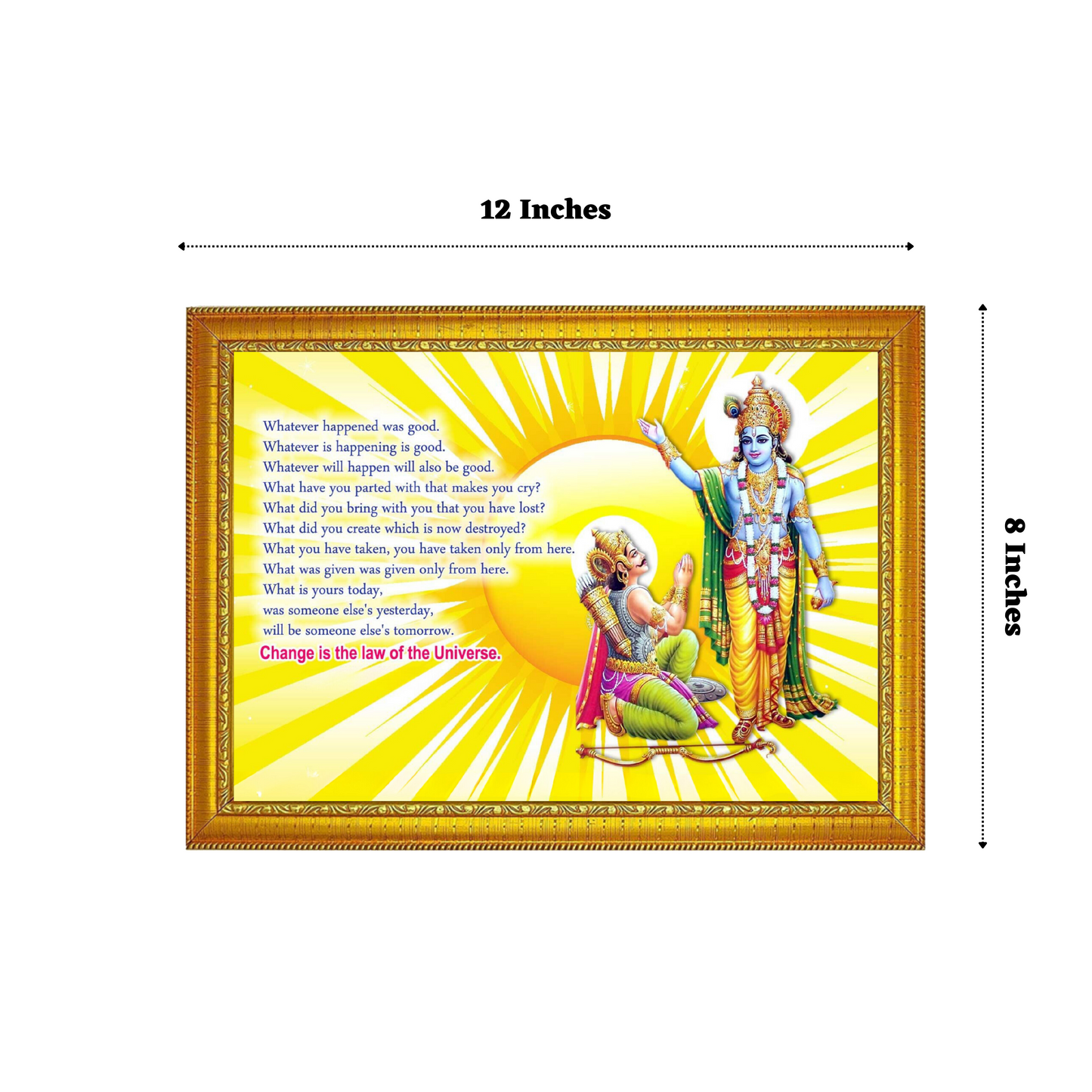 Lord Krishna's Gita Saaram English 12X8 Inches Glassy Finish Photo Frame