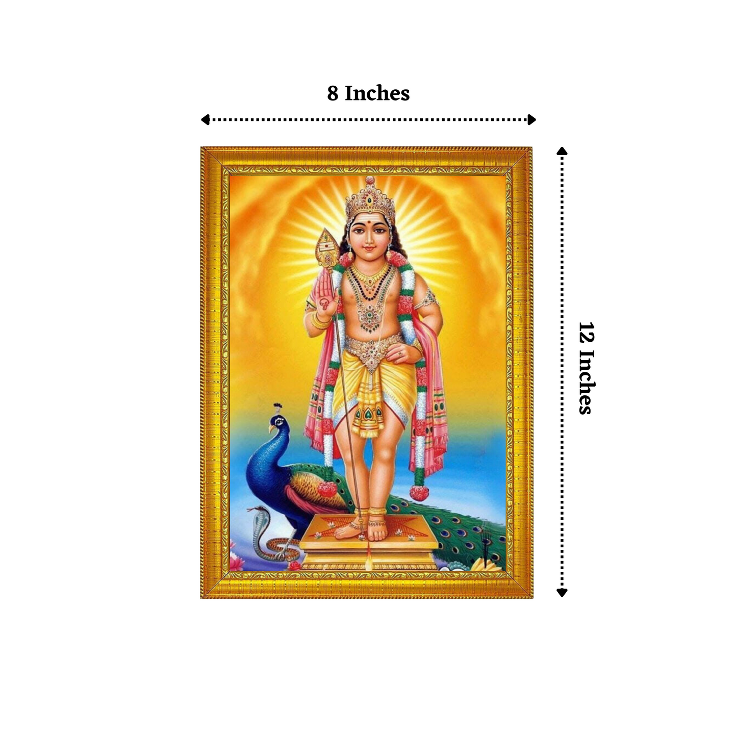 "Lord Murugan" 8X12 Inches Glassy Finish Photo Frame