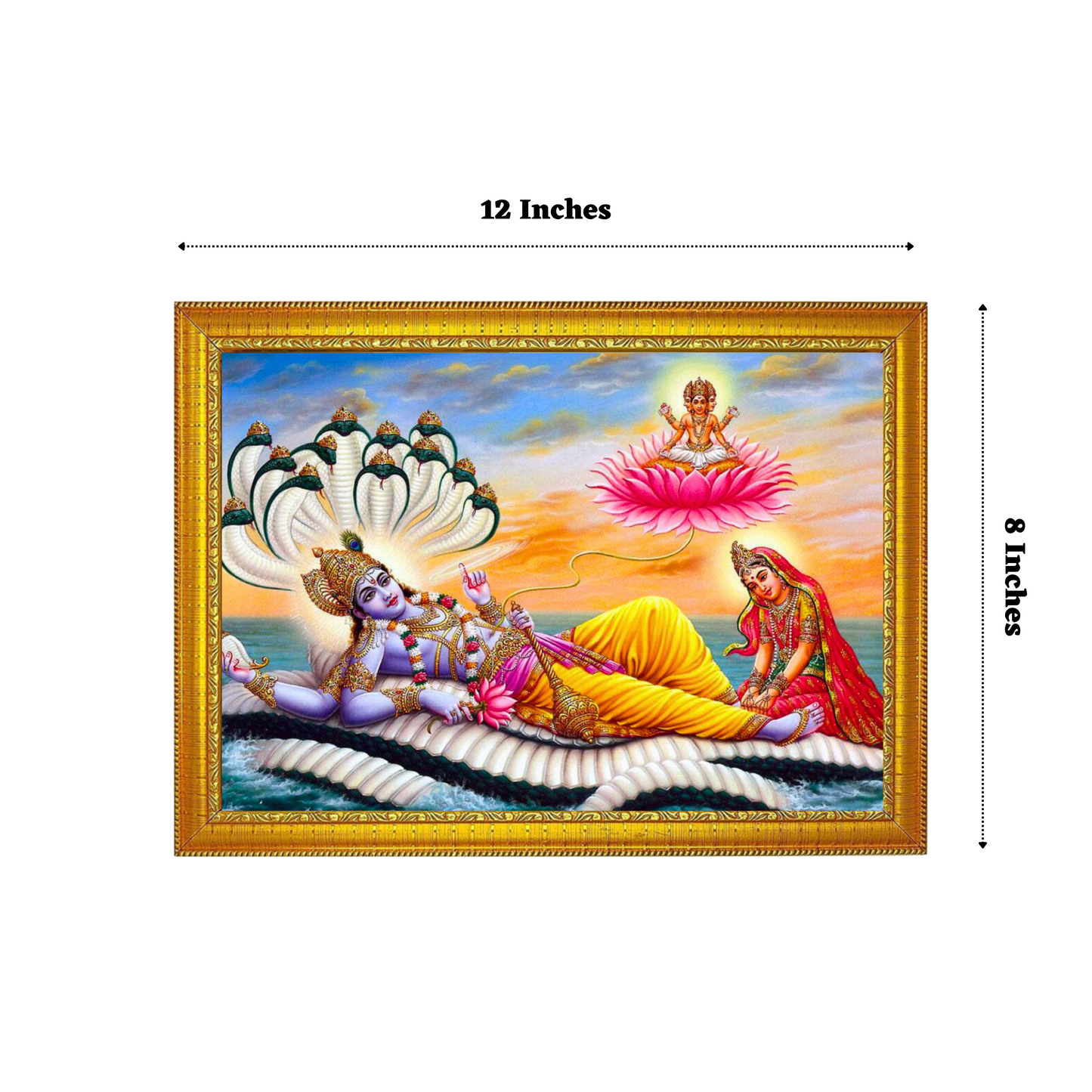 "Lord Vishnu Divine Protector" 12x8 Inches Glassy Finish Photo Frame