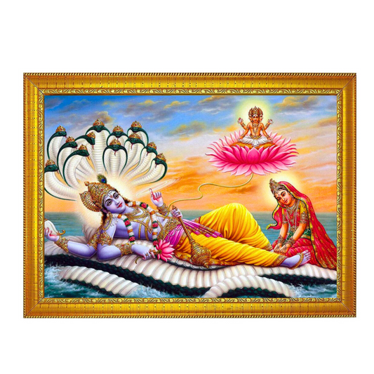 "Lord Vishnu Divine Protector" 12x8 Inches Glassy Finish Photo Frame