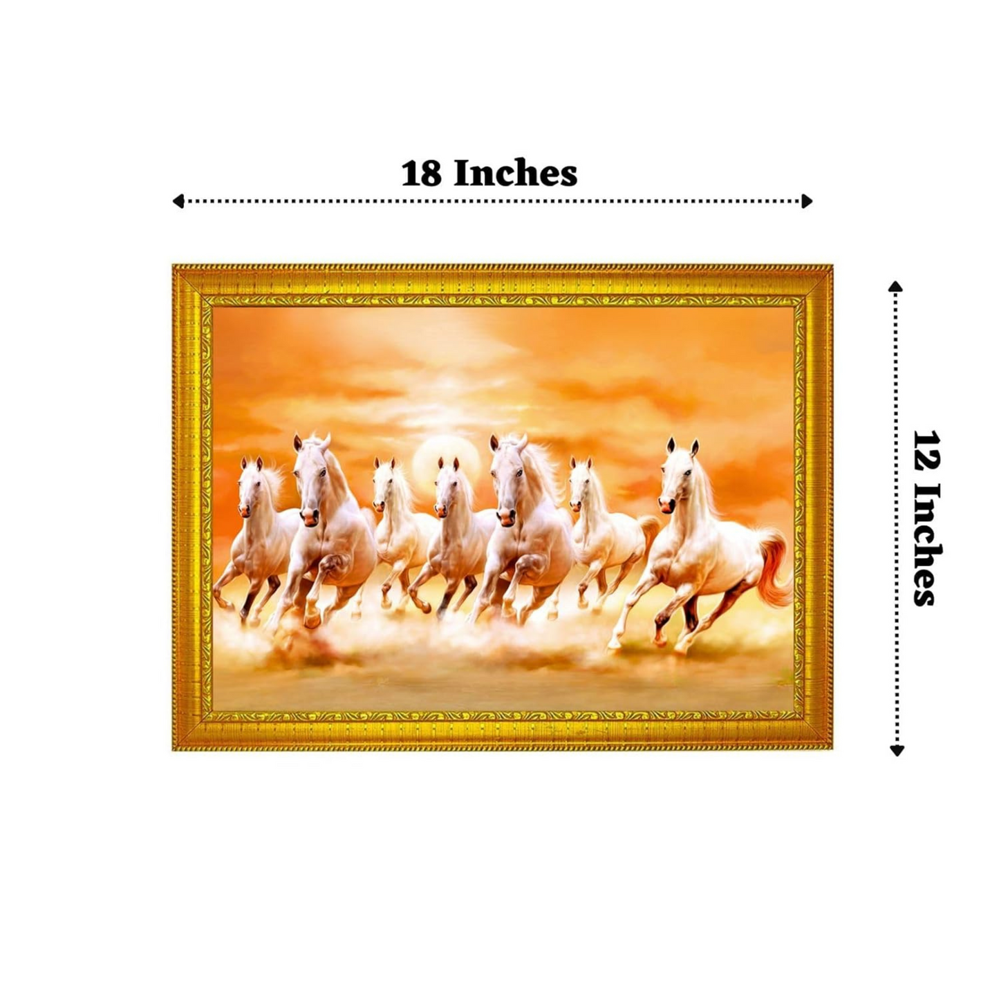 "Lucky Vastu Horses" 12x18 Glassy Finish Positive Energy Photo Frame