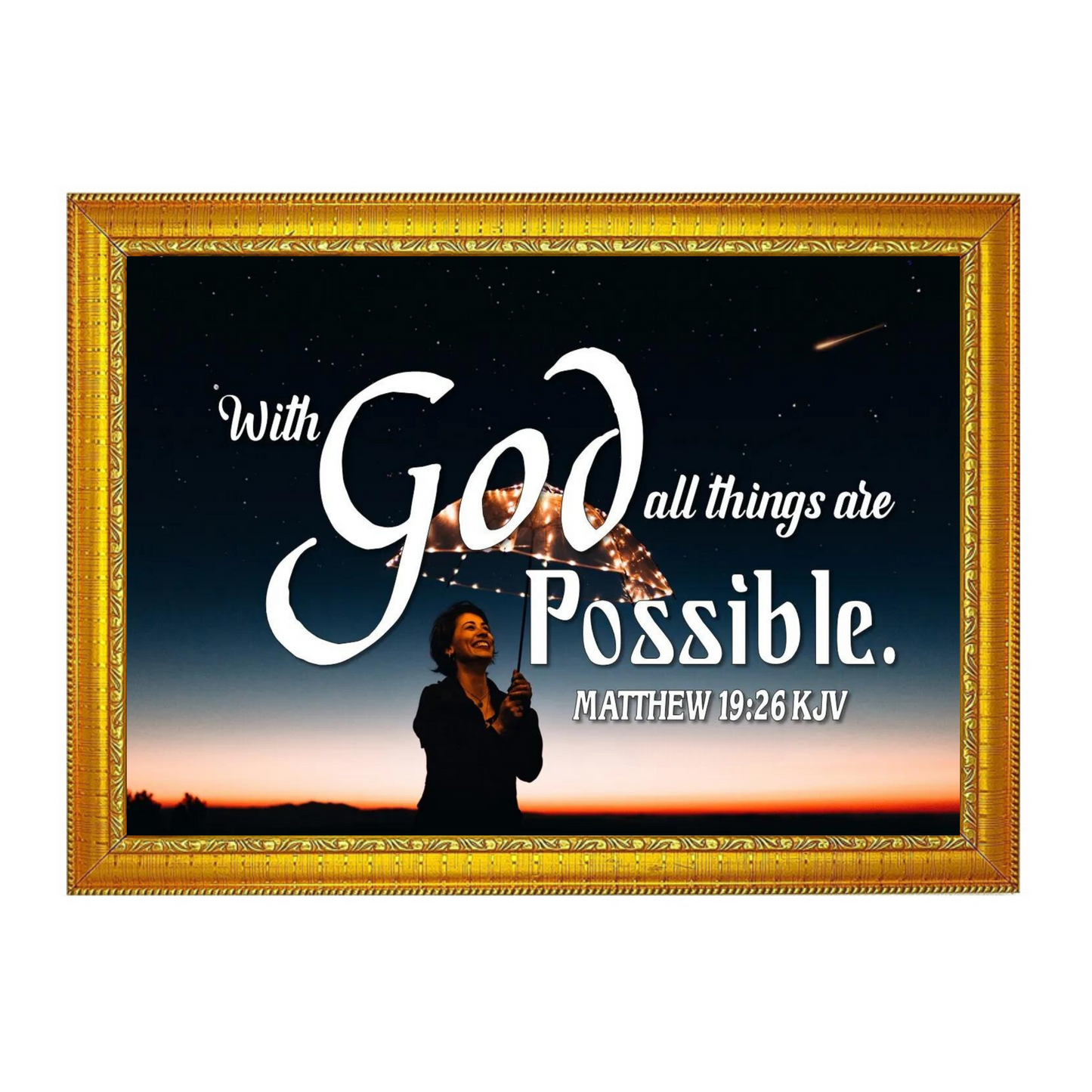 Matthew 19:26 Jesus Quote 12x8 Matte Finish Photo Frame