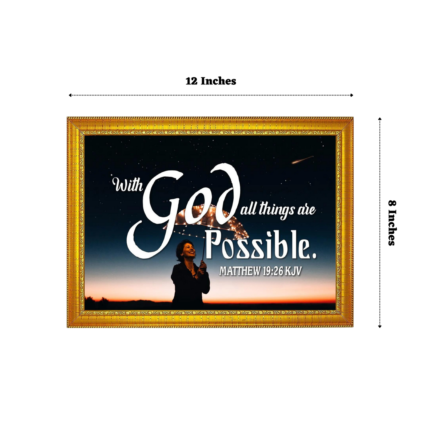 Matthew 19:26 Jesus Quote 12x8 Matte Finish Photo Frame