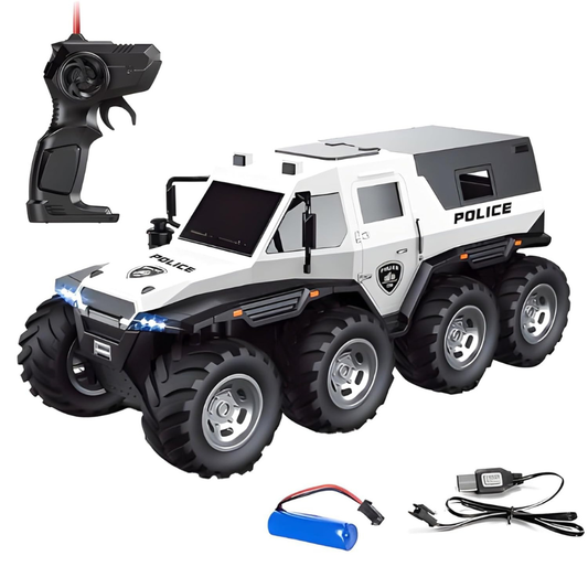 PUBG Police Tank 8-Wheel Off-Road Remote Control Car | 1:16 Scale RC Police Vehicle with LED Lights & 5-Channel Control | Toy Car for Kids 3+ Years