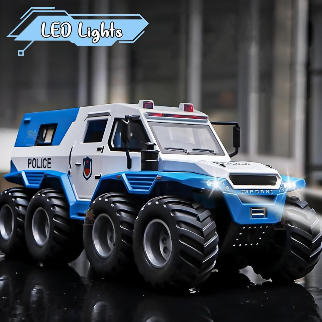 PUBG Police Tank 8-Wheel Off-Road Remote Control Car | 1:16 Scale RC Police Vehicle with LED Lights & 5-Channel Control | Toy Car for Kids 3+ Years