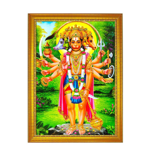 "Panchamukhi Hanuman Divine Protection" 8x12 Inches Glassy Finish Photo Frame