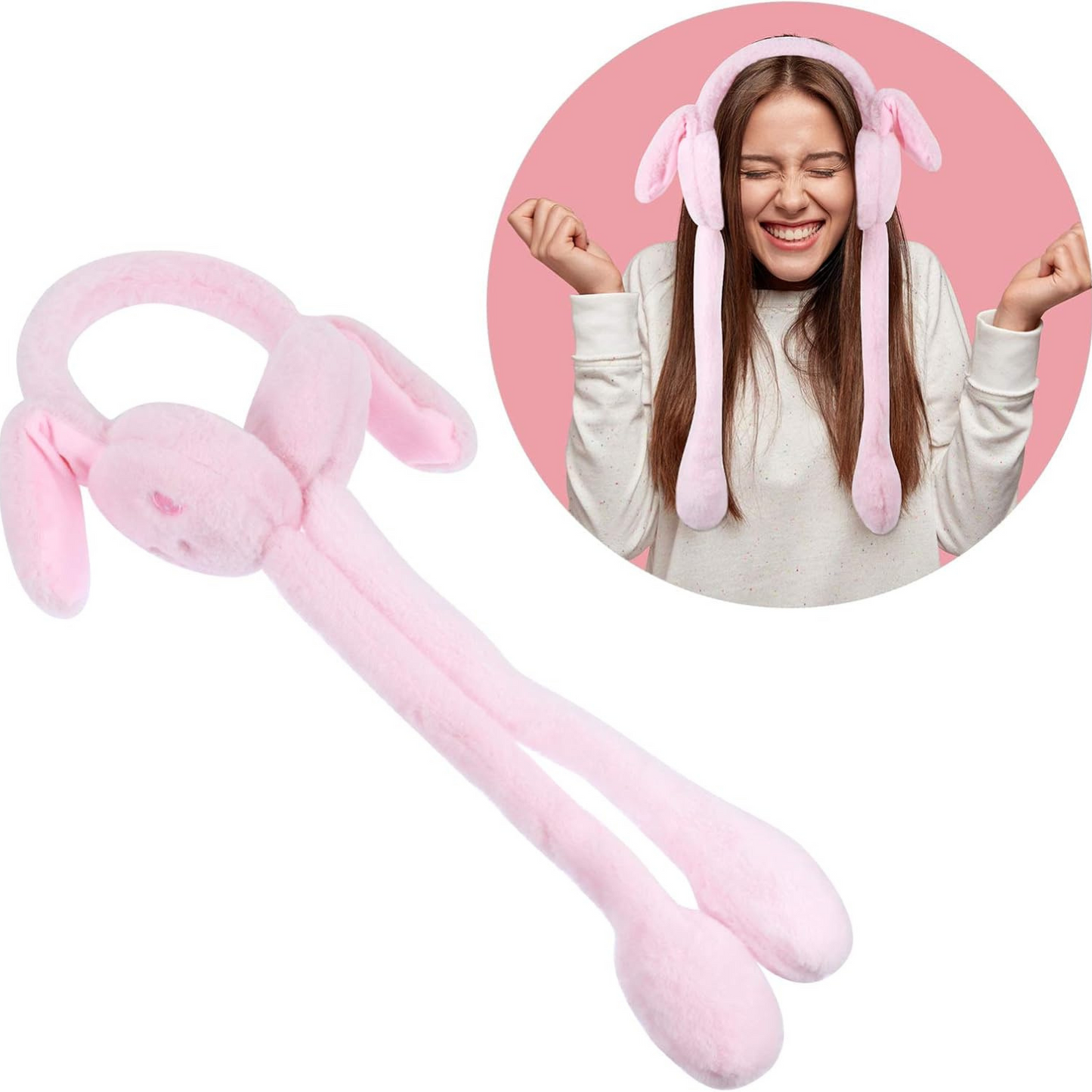 Premium Cute Bunny Earmuffs with Plush Moving Ears