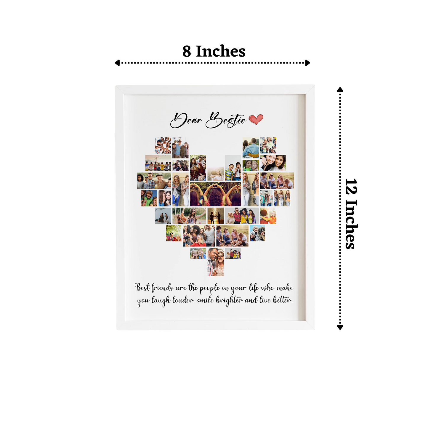 Premium Heart Shape Collage (30 Photos) Matte Finish Customized Photo Frame