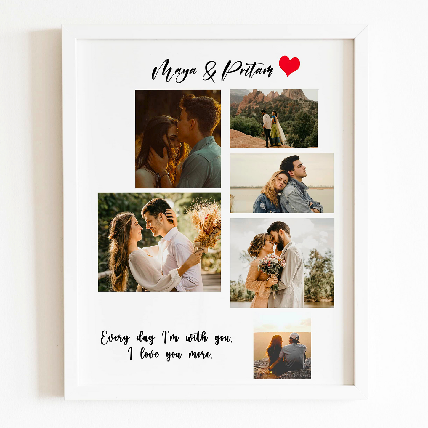 Premium Love / Couple Collage (6 Photos) Matte Finish Customized Photo Frame