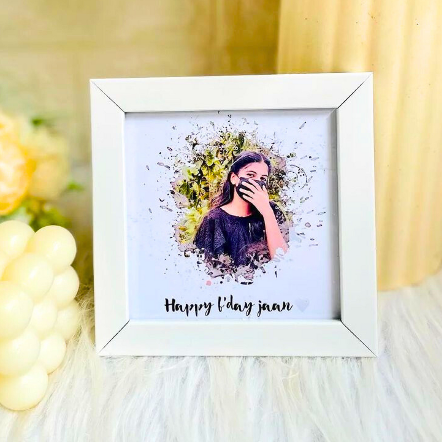 Premium Paint Splash Mini White Photo Frame