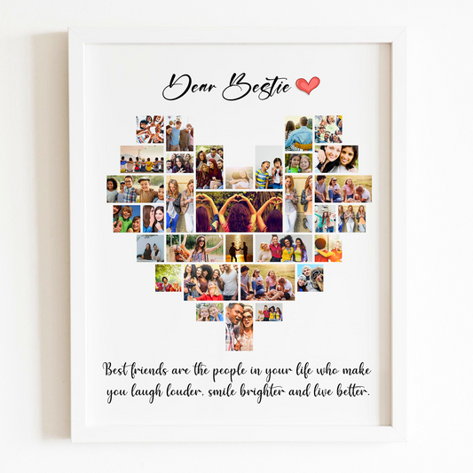 Premium Heart Shape Collage (30 Photos) Matte Finish Customized Photo Frame
