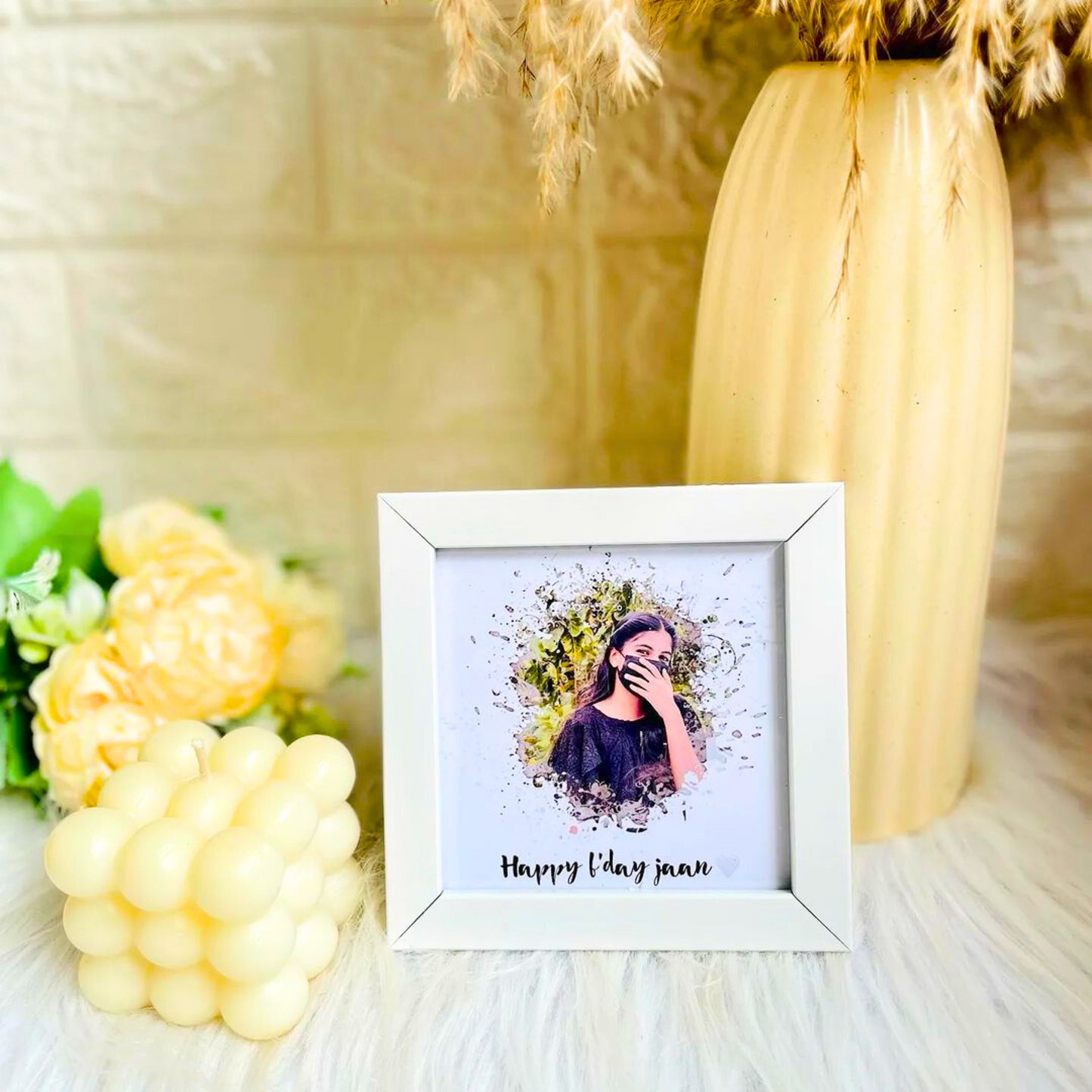 Premium Paint Splash Mini White Photo Frame