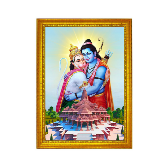 Sacred Radiance - Hanuman,Ramar and Ayodhya Ramar Kovil 8x12 Glassy Finish Photo Frame