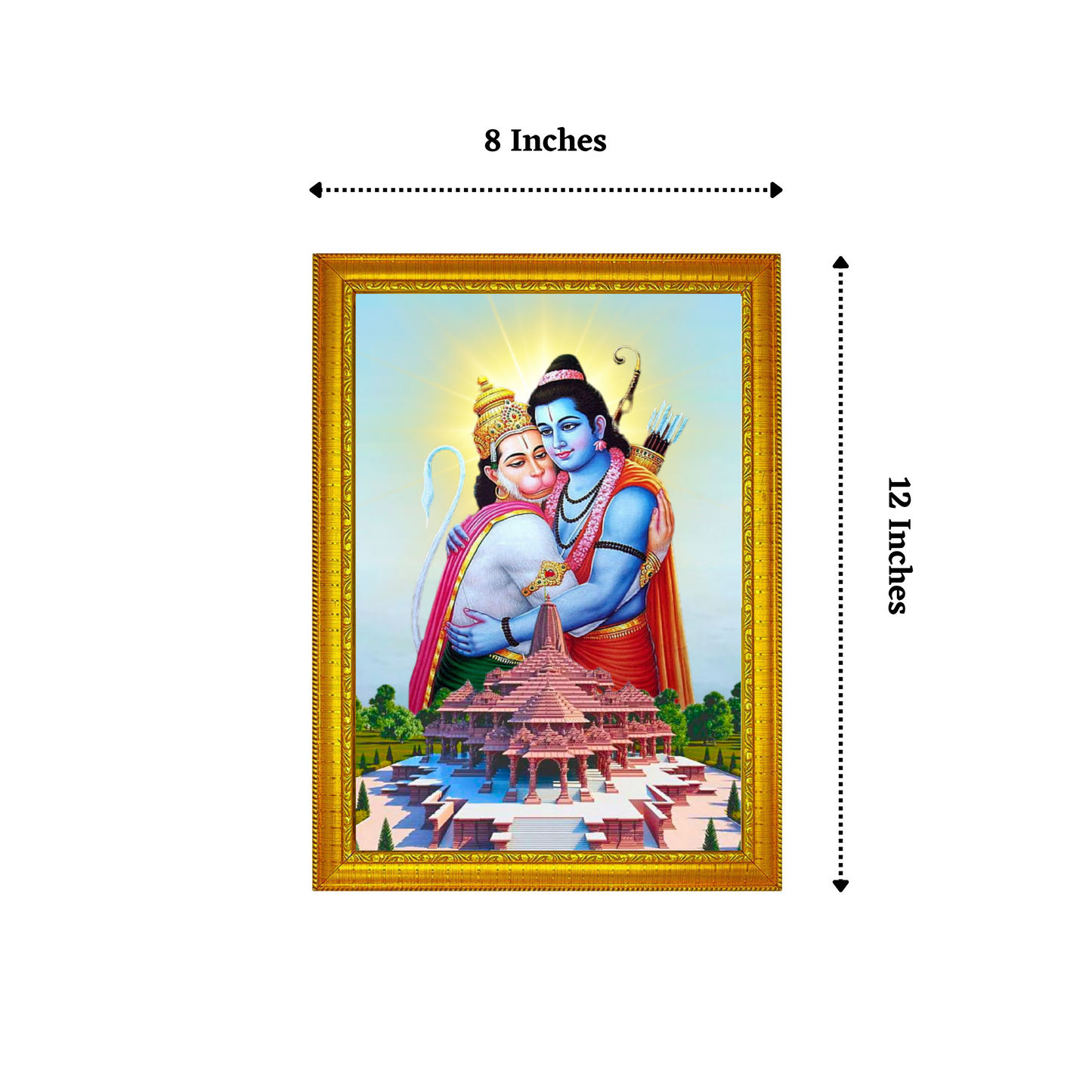 Sacred Radiance - Hanuman,Ramar and Ayodhya Ramar Kovil 8x12 Glassy Finish Photo Frame