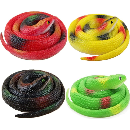Realistic Rubber Snake Toy (Pack of 4)