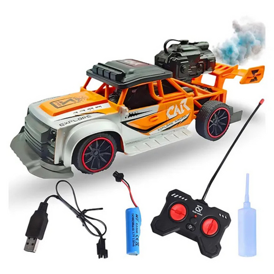 Rechargeable Remote Control Car with Smoke Exhaust & Lights – High-Speed RC Racing Toy for Kids