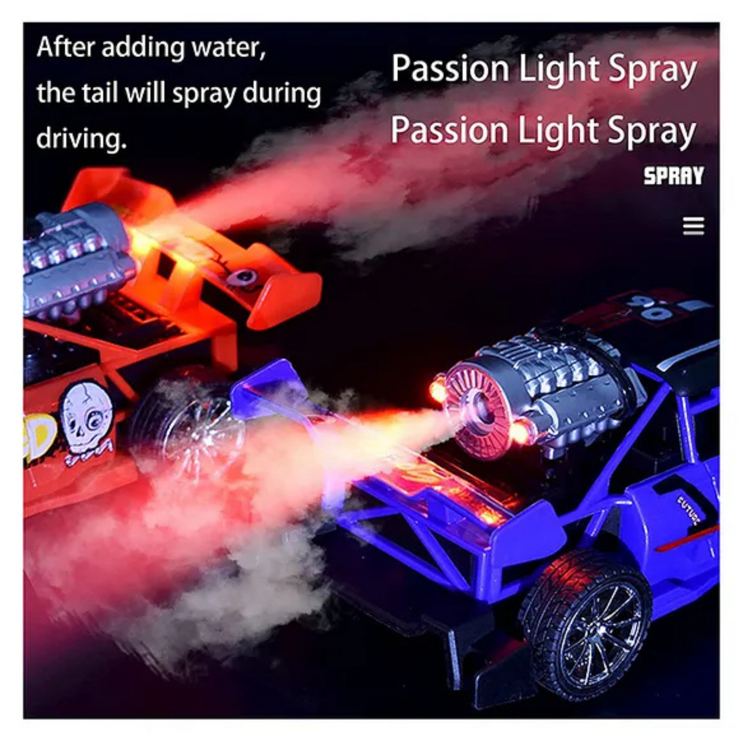 Rechargeable Remote Control Car with Smoke Exhaust & Lights – High-Speed RC Racing Toy for Kids