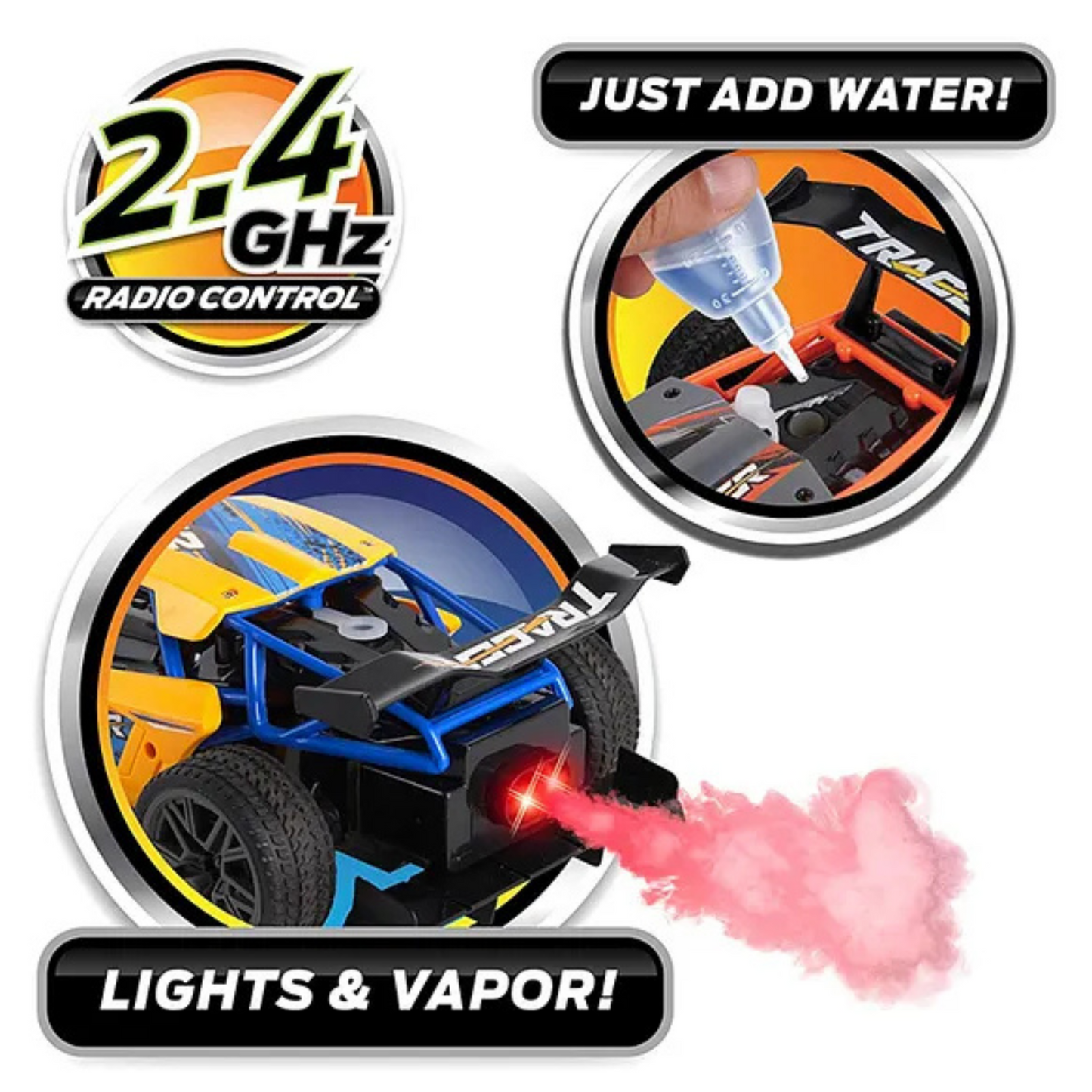 Rechargeable Remote Control Car with Smoke Exhaust & Lights – High-Speed RC Racing Toy for Kids
