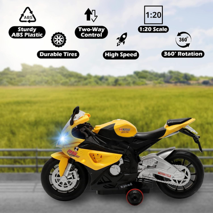 Remote Control Moto Bike Toy – 1:20 Scale Racing Motorcycle with Light, Sound & 360° Rotation | Rechargeable RC Bike for Kids