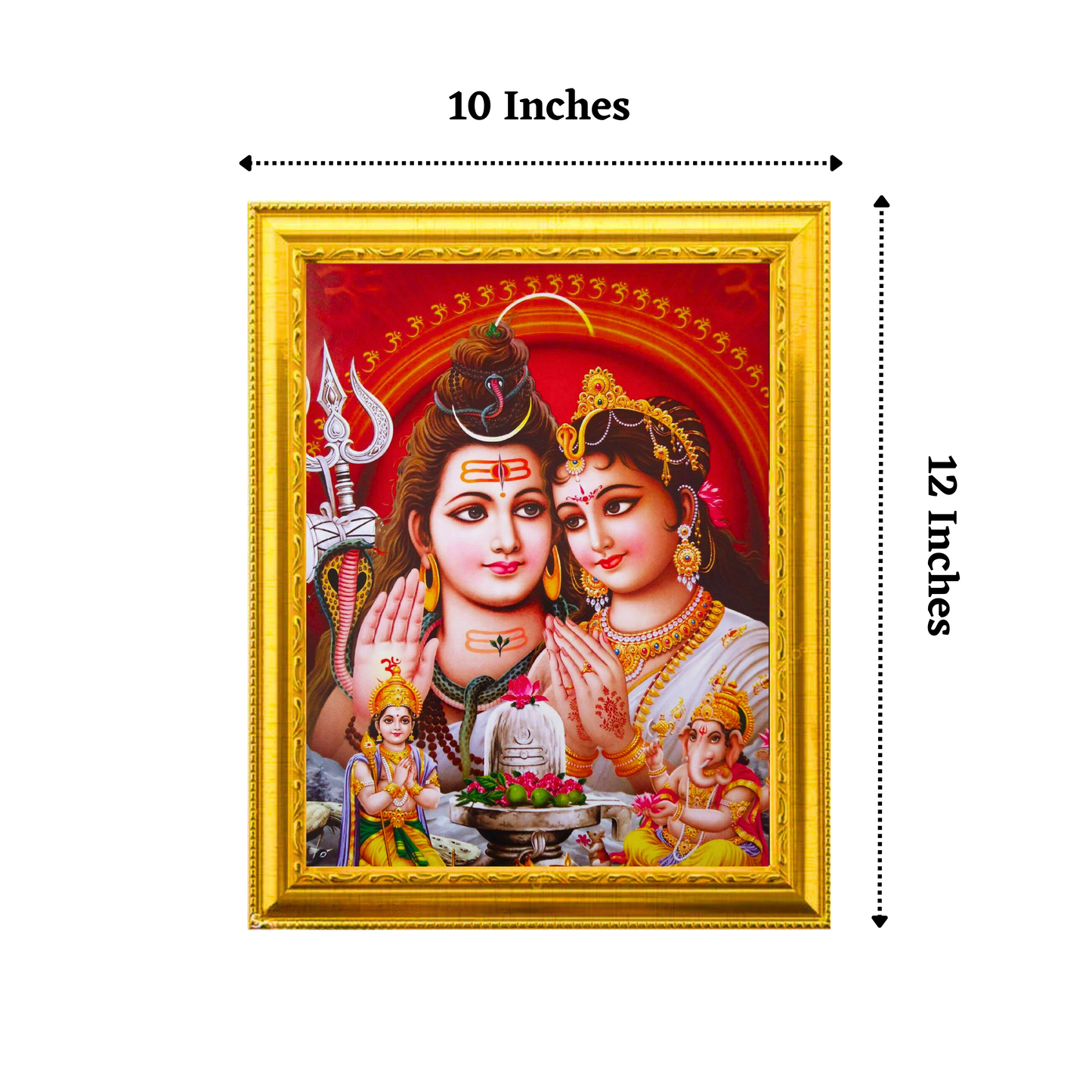 "Sivan Parvathi and Ganesha, Murugan Divine Family" 10x12 Inches Glassy Finish Photo Frame