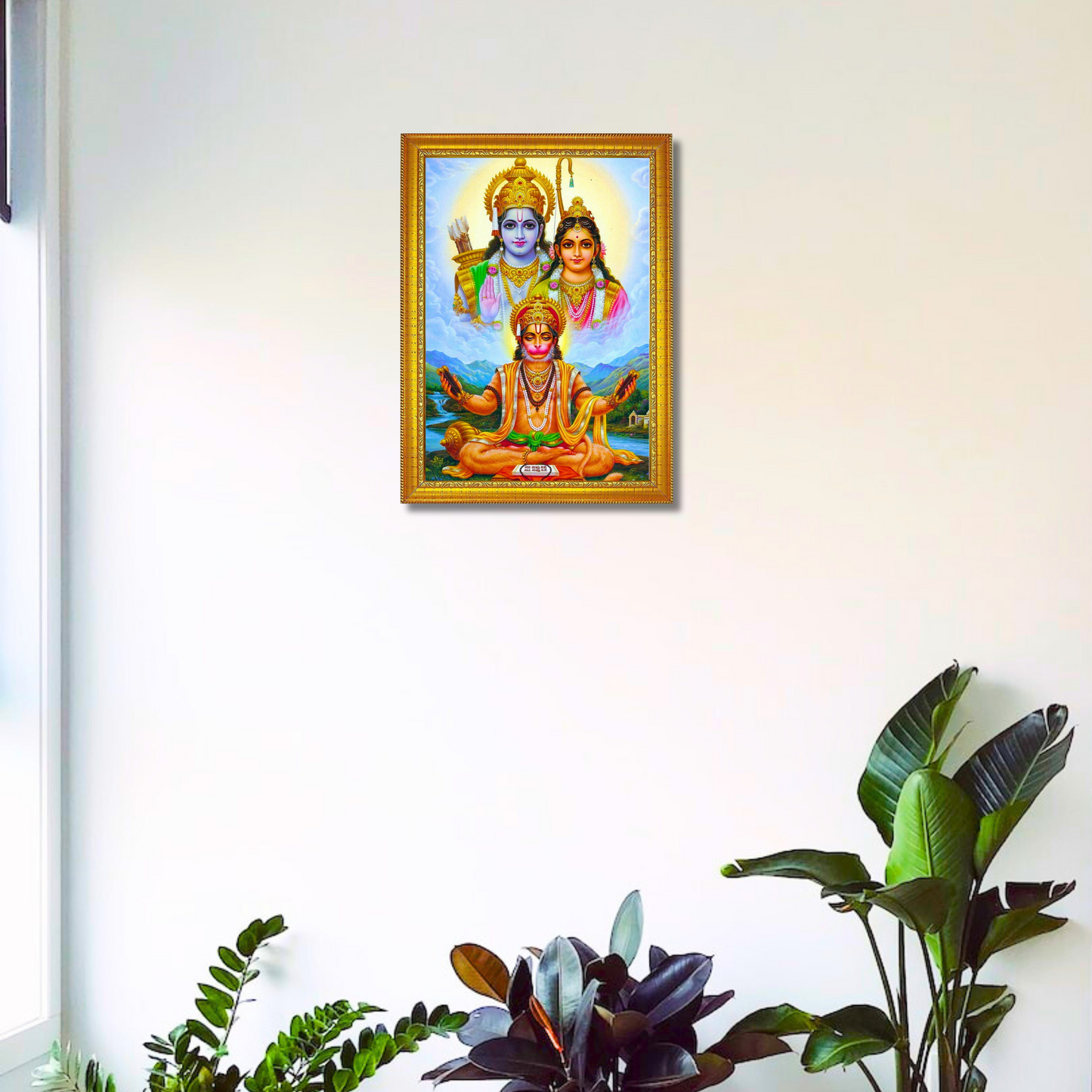 Sacred Trio - Sivan, Parvathi, and Hanuman 8x12 Glassy Finish Photo Frame