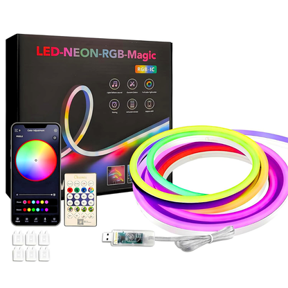 Smart LED Neon RGB Strip Light with Bluetooth & Remote Control