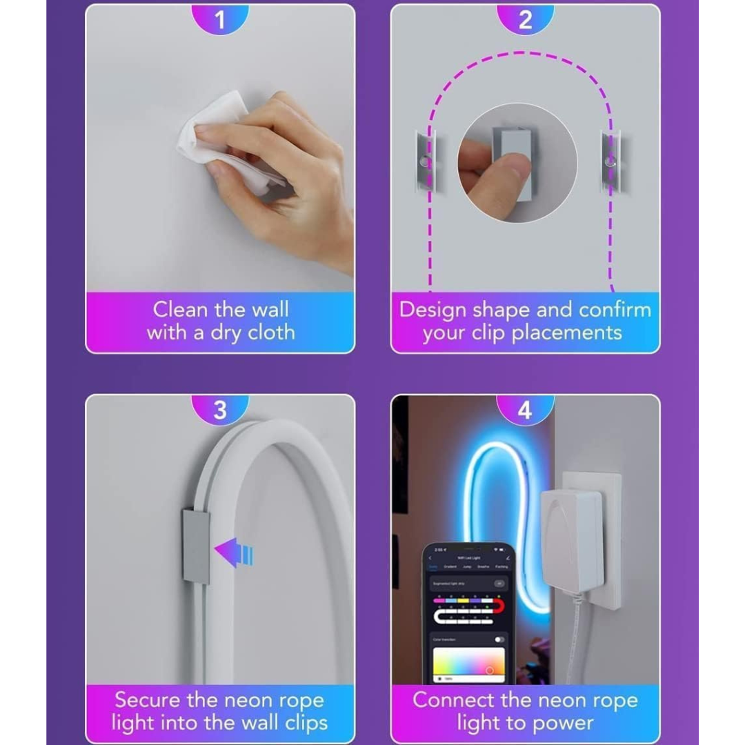 Smart LED Neon RGB Strip Light with Bluetooth & Remote Control