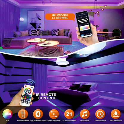 Smart LED Neon RGB Strip Light with Bluetooth & Remote Control