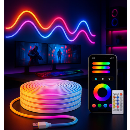 Smart LED Neon RGB Strip Light with Bluetooth & Remote Control
