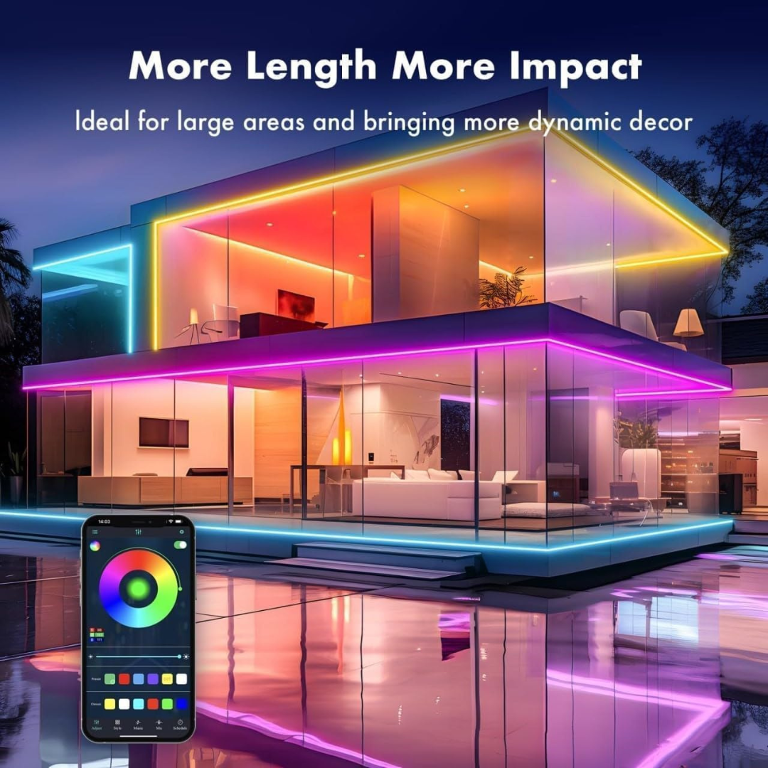 Smart LED Neon RGB Strip Light with Bluetooth & Remote Control