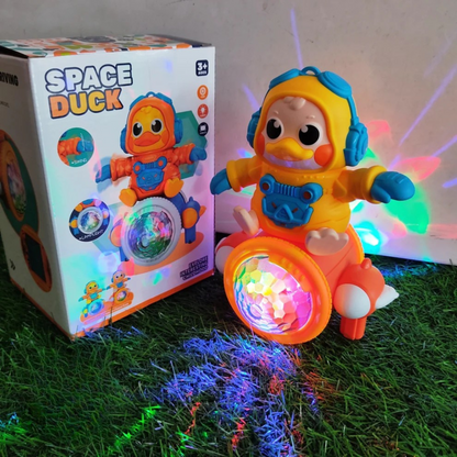 Space Duck Toy with Rocket Wheel & Colorful Lights – Musical Moving Toy
