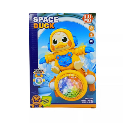 Space Duck Toy with Rocket Wheel & Colorful Lights – Musical Moving Toy