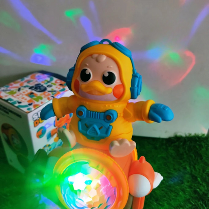 Space Duck Toy with Rocket Wheel & Colorful Lights – Musical Moving Toy