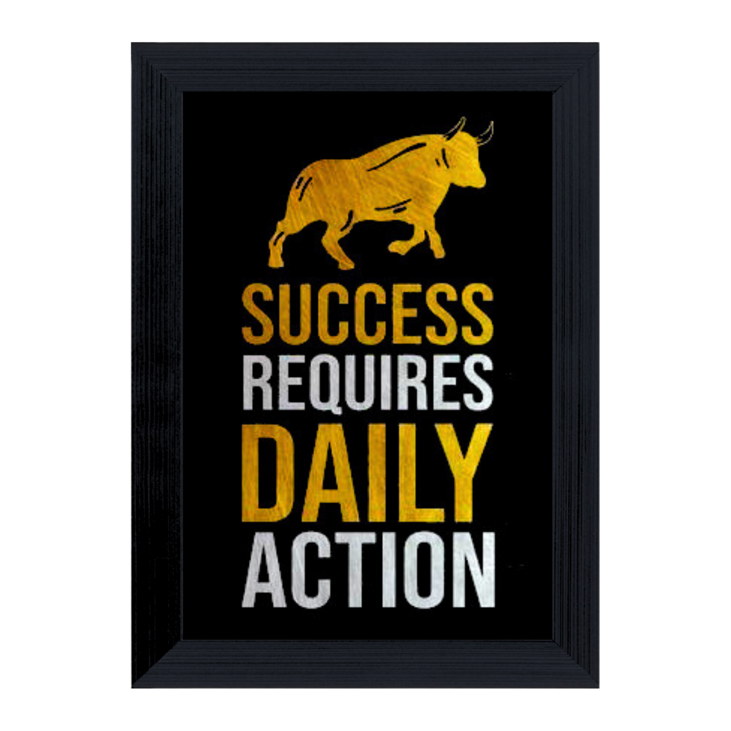 "Success Requires Daily Action" 4x6 Inches Matte Finish Inspirational Quote Table Top Photo Frame