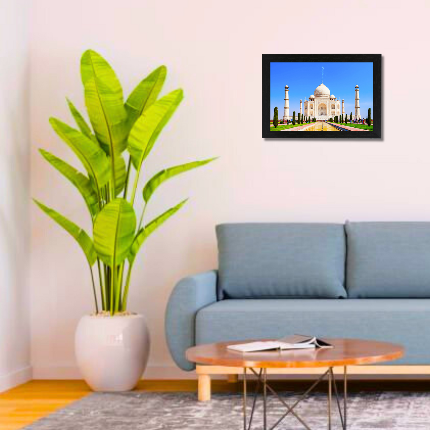 Taj Mahal 12x8 Inch Glassy Finish Photo Frame - Elegant Wall Decor for Home & Office