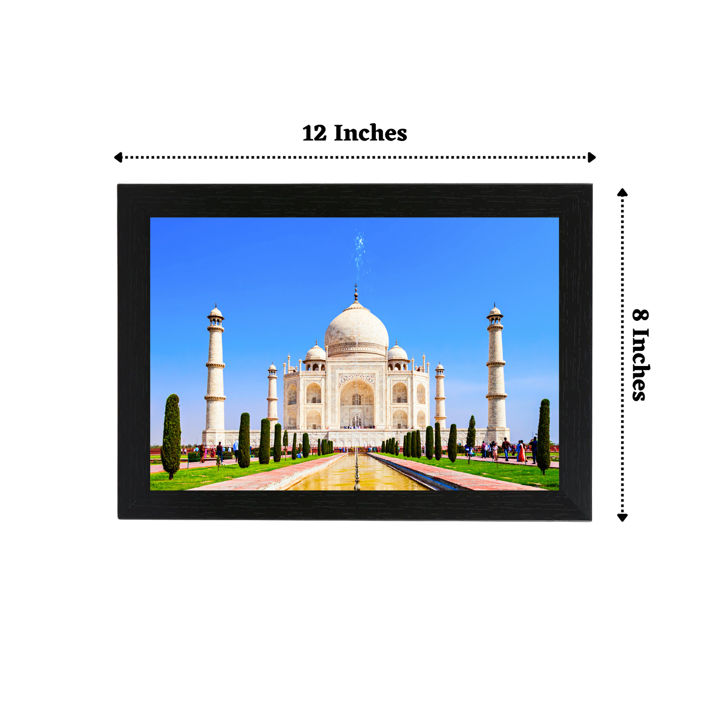 Taj Mahal 12x8 Inch Glassy Finish Photo Frame - Elegant Wall Decor for Home & Office