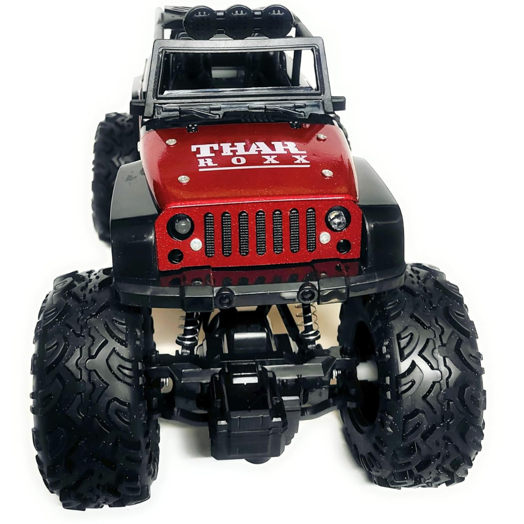 Thar Roxx Rechargeable RC Off-Road Car with Mist Spray, LED Lights & Music | Big Wheel Remote Control Toy Car for Kids 3+ Years